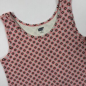 Lands End Womens Medium Cotton Tank Top Coral Teal Medallion Print Scoop Neck